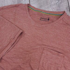 Smartwool Tee Shirt Mens XL Red Merino Hemp Blend Short Sleeve Sport Pocket